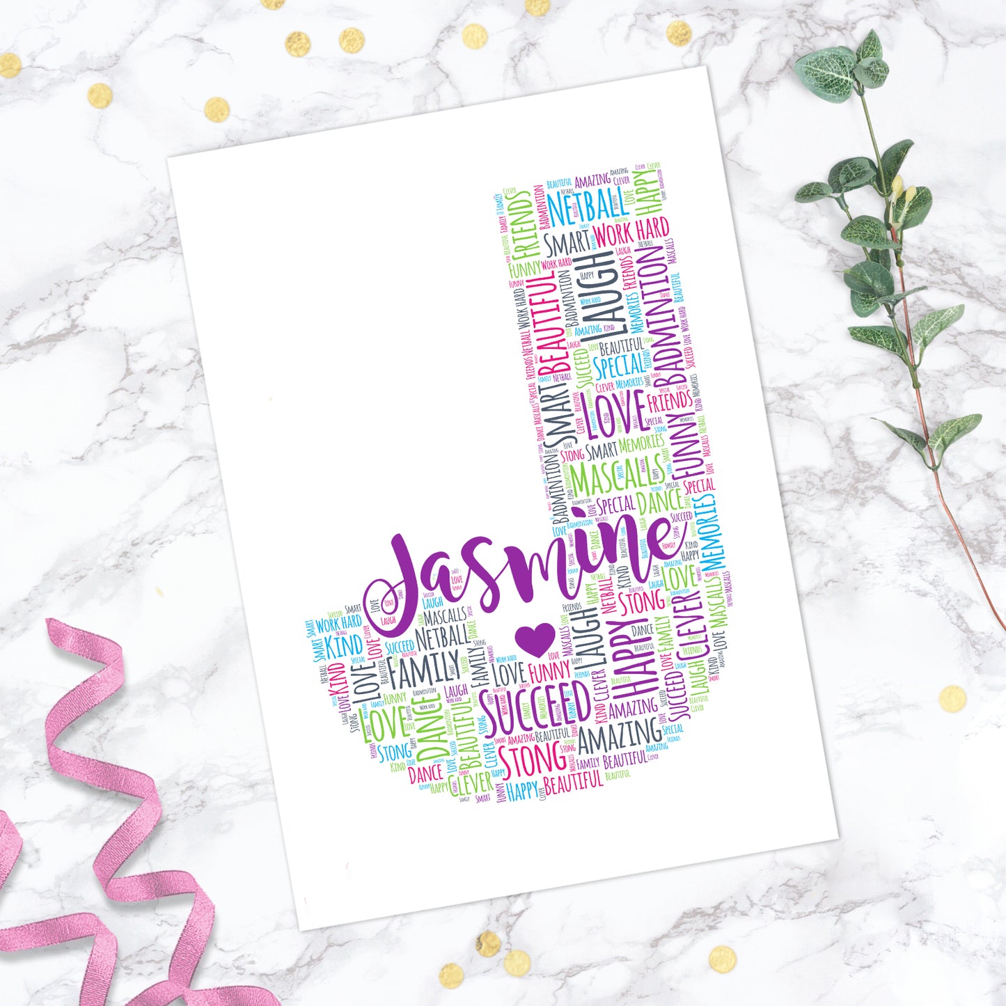 Personalised Letter Name Initial Word Art Print