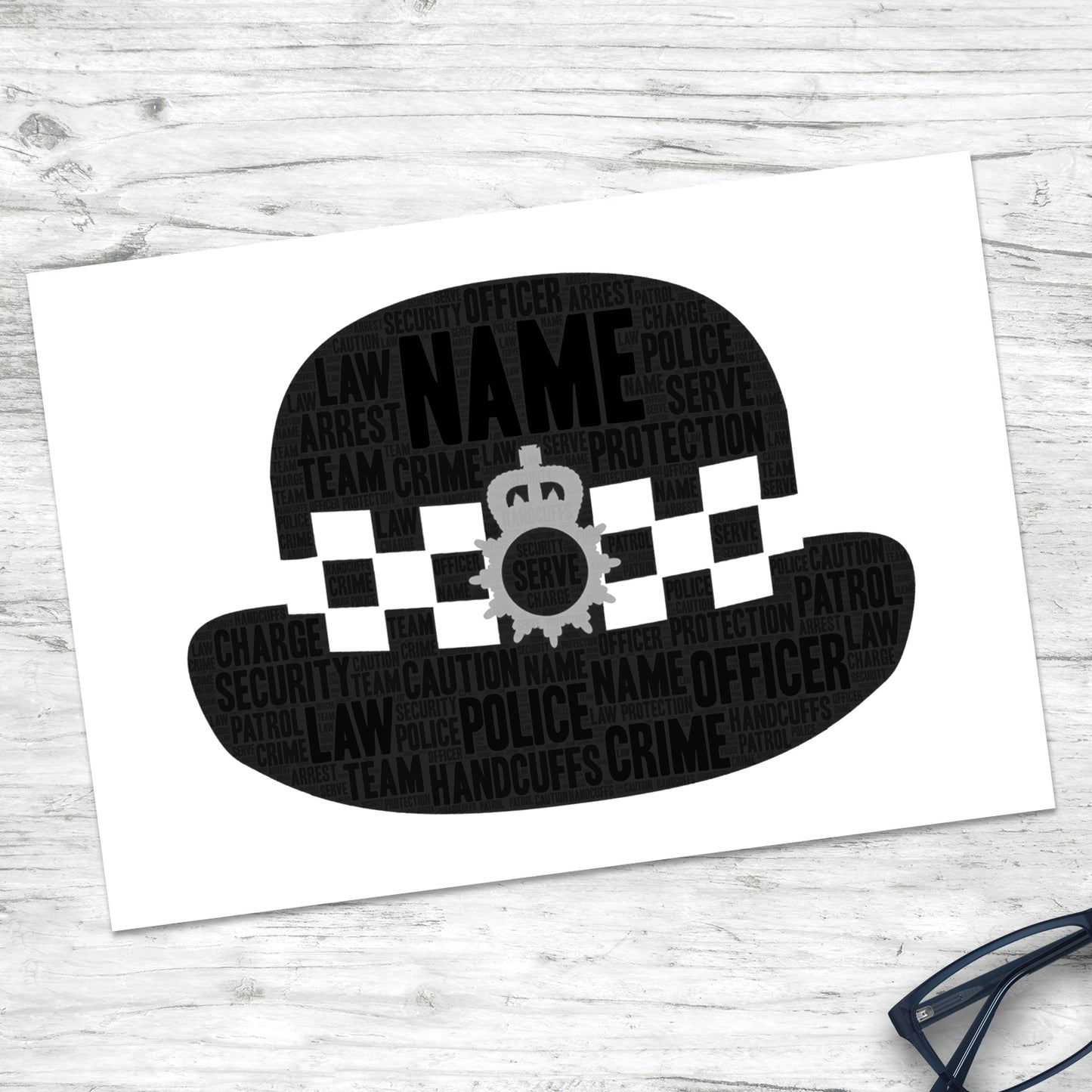 Personalised Police Officer Hat Print