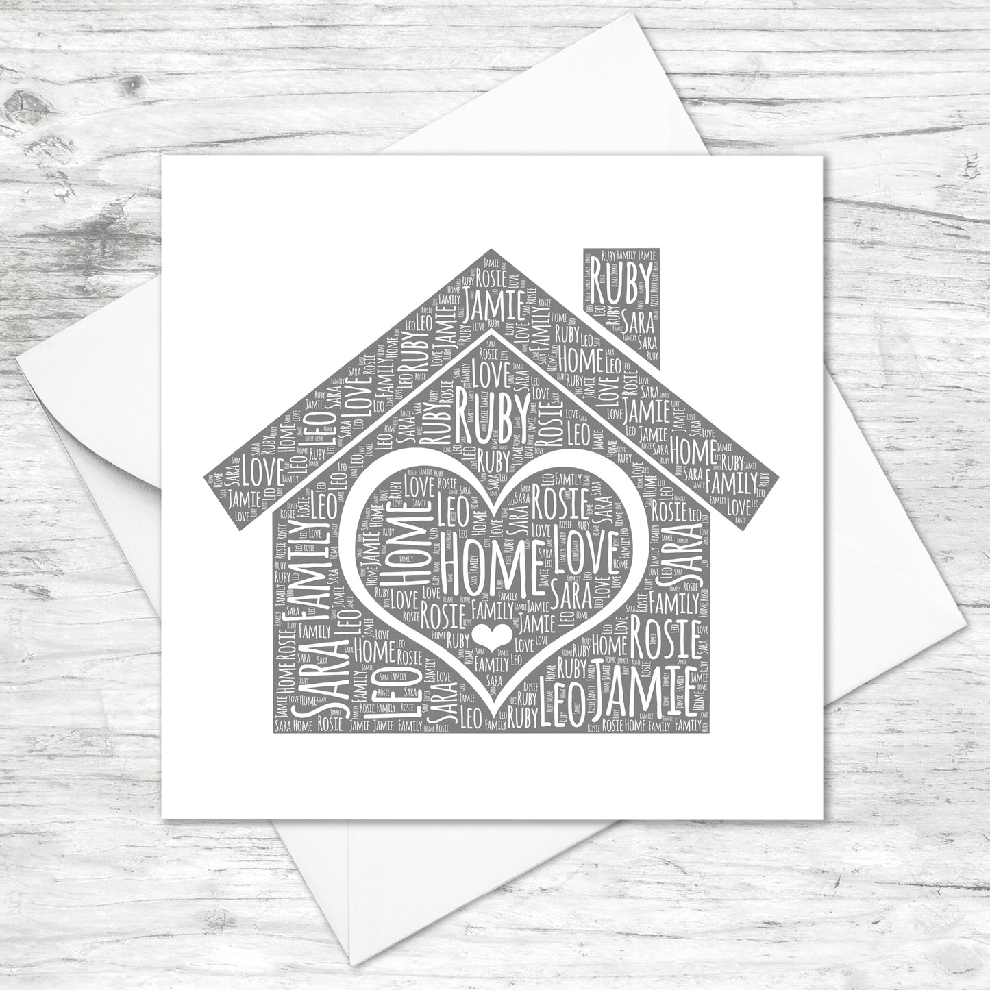 Personalised Home Word Art Card