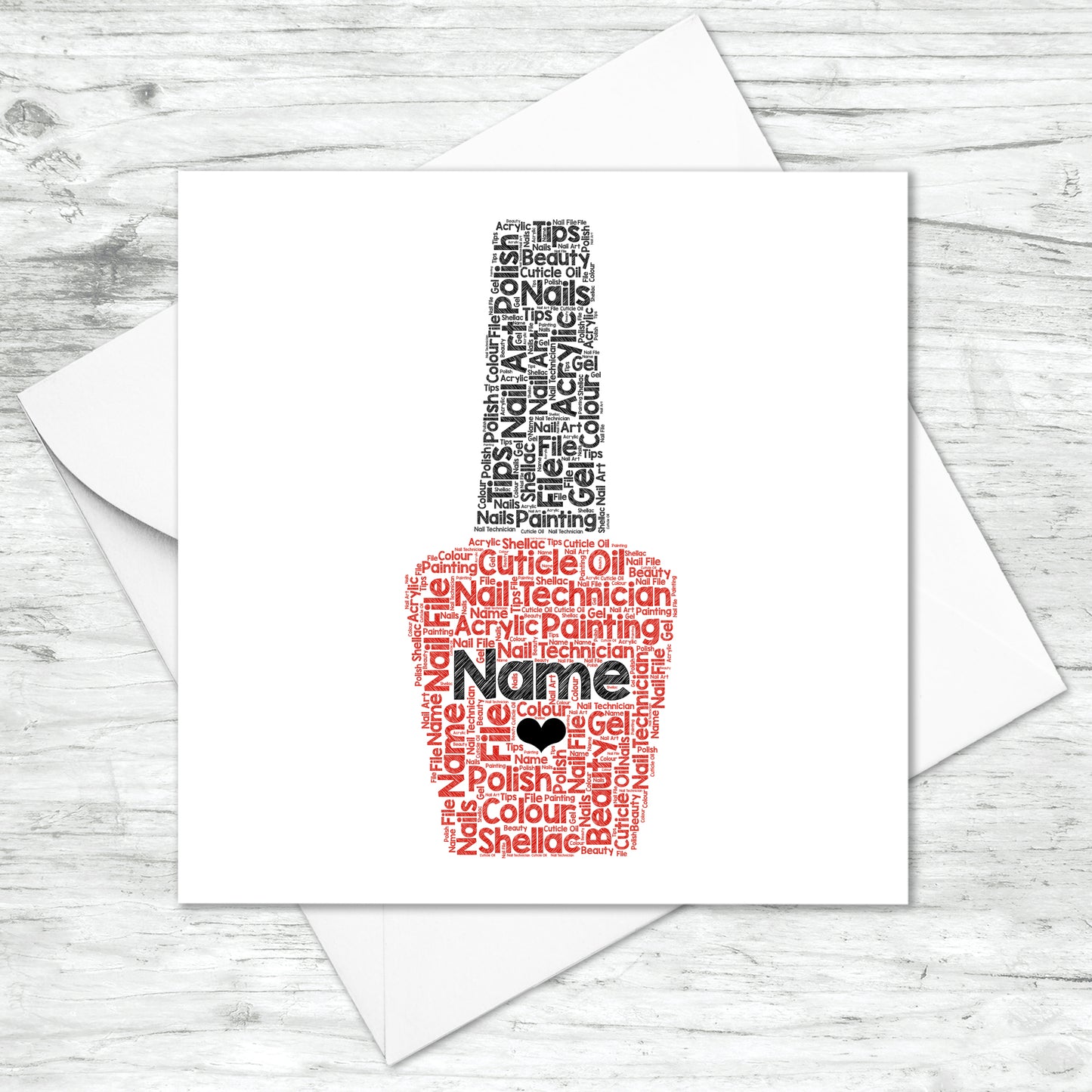 Personalised Nail Polish Word Art Card