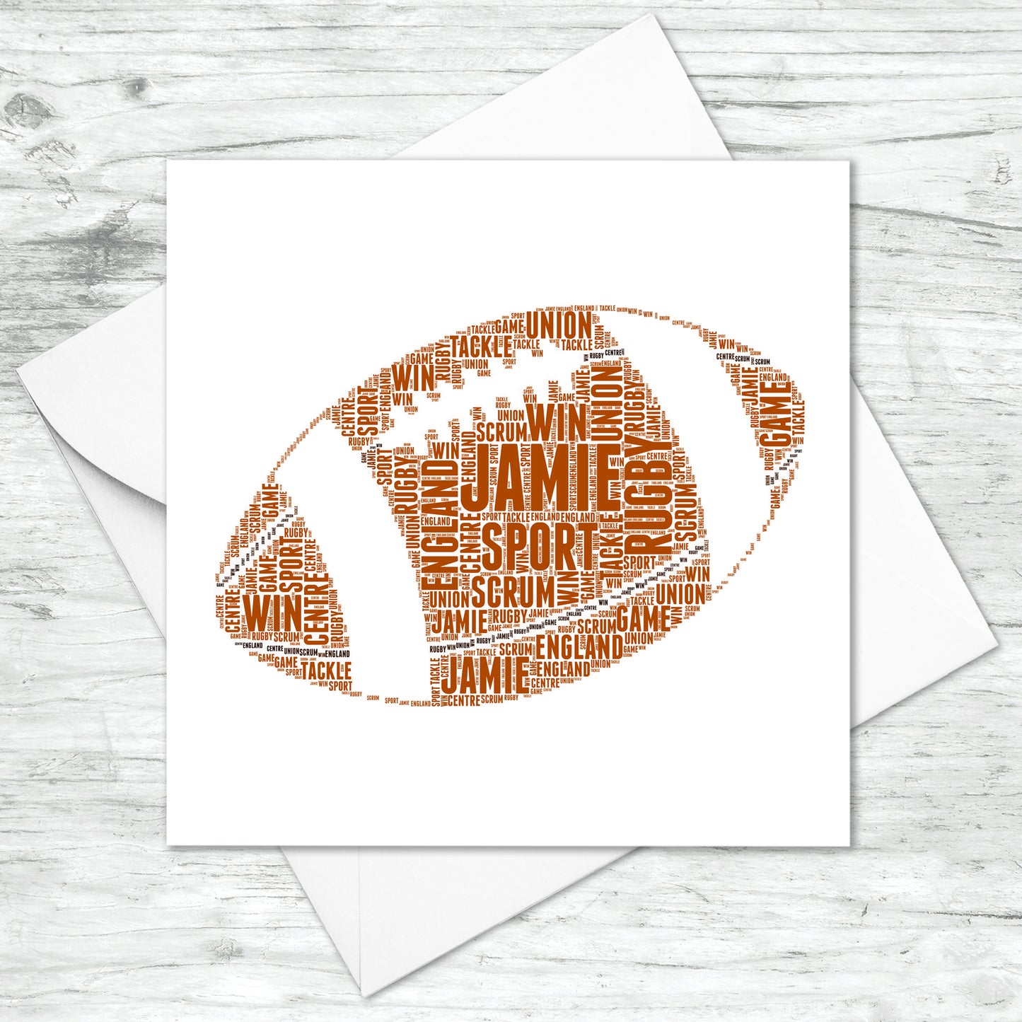 Personalised American Football Word Art Card