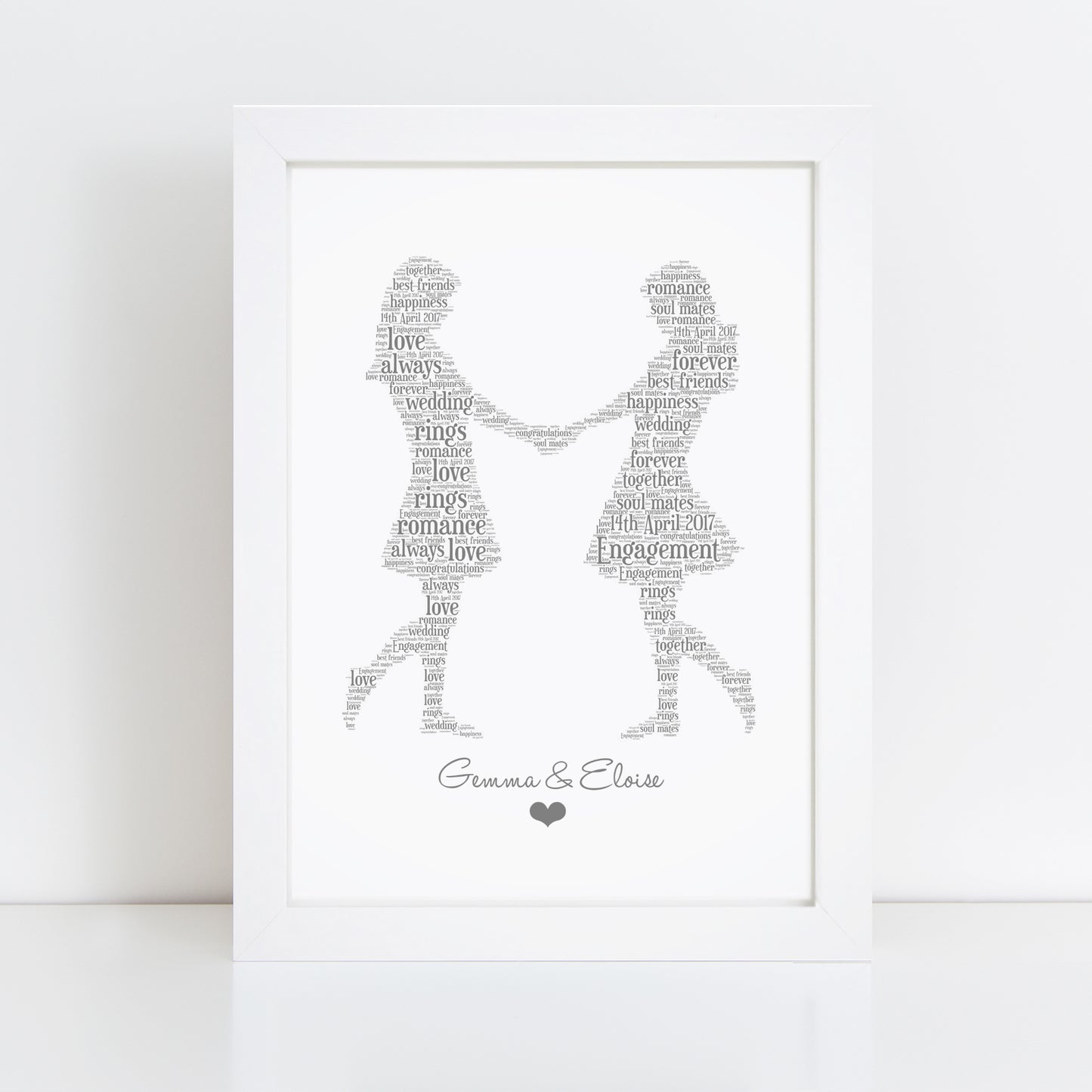 Personalised Same Gender Female Couple Word Art Print