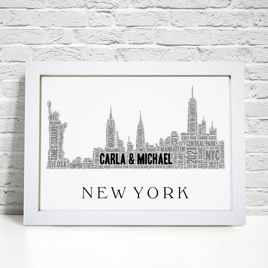 Personalised New York Skyline Word Art Print