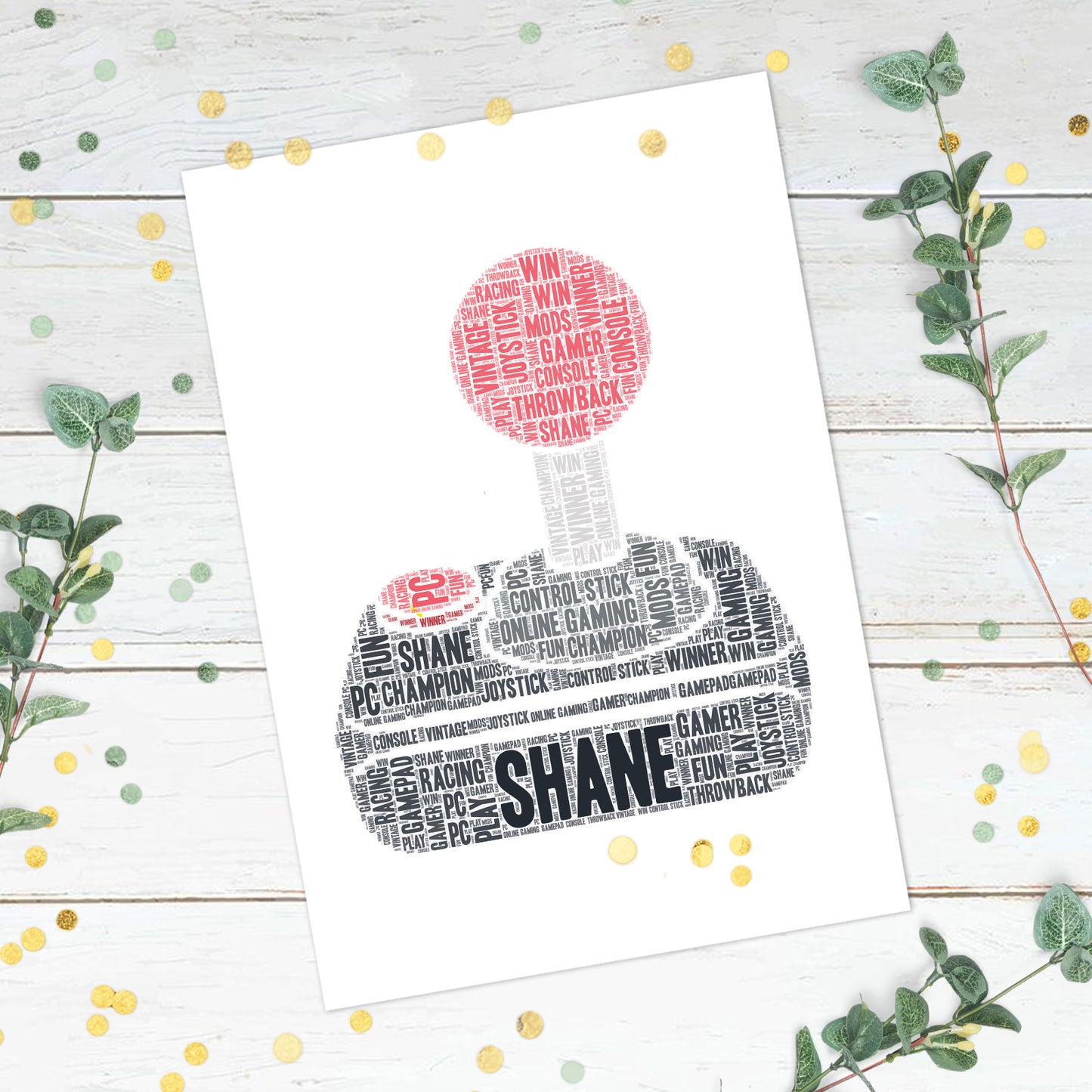 Personalised Retro Joystick Gaming Word Art Print