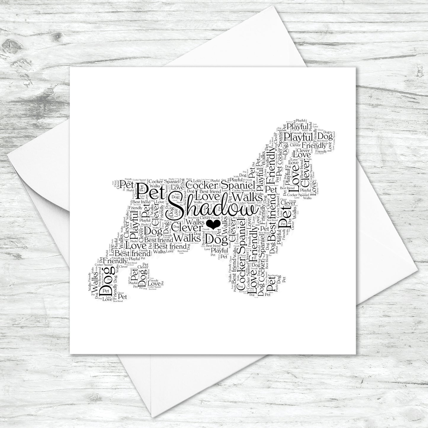 Personalised Cocker Spaniel Word Art Card