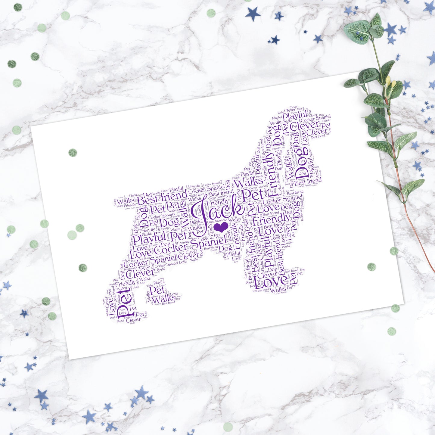 Personalised Cocker Spaniel Word Art Print