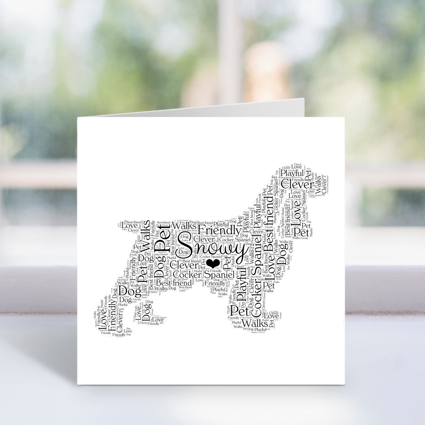 Personalised Cocker Spaniel Word Art Card