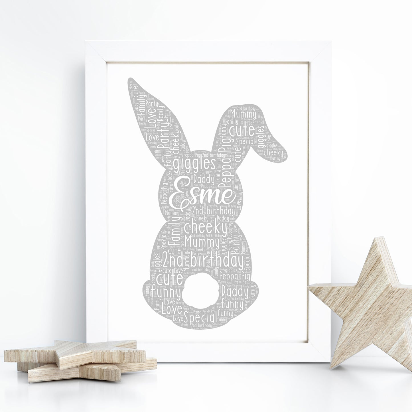 Personalised Bunny Rabbit Word Art Print