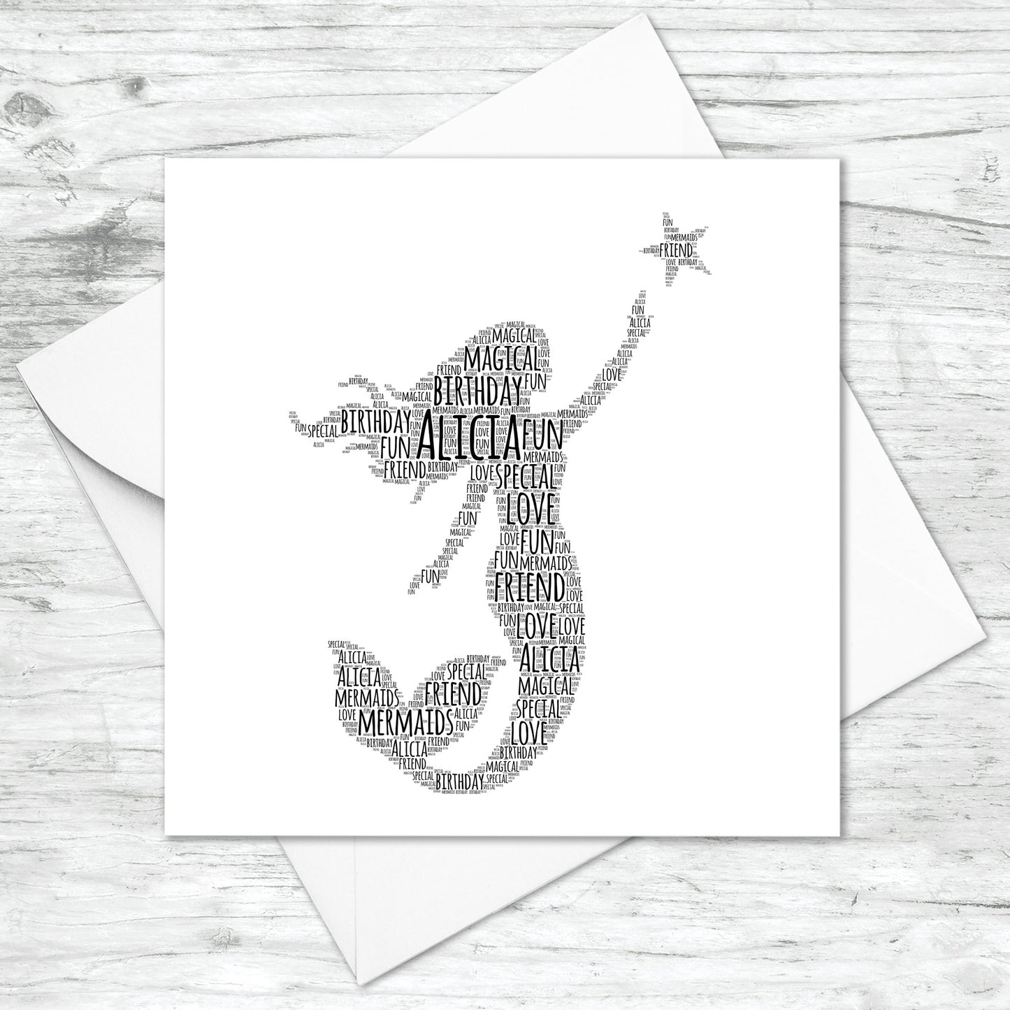 Personalised Mermaid Word Art Card