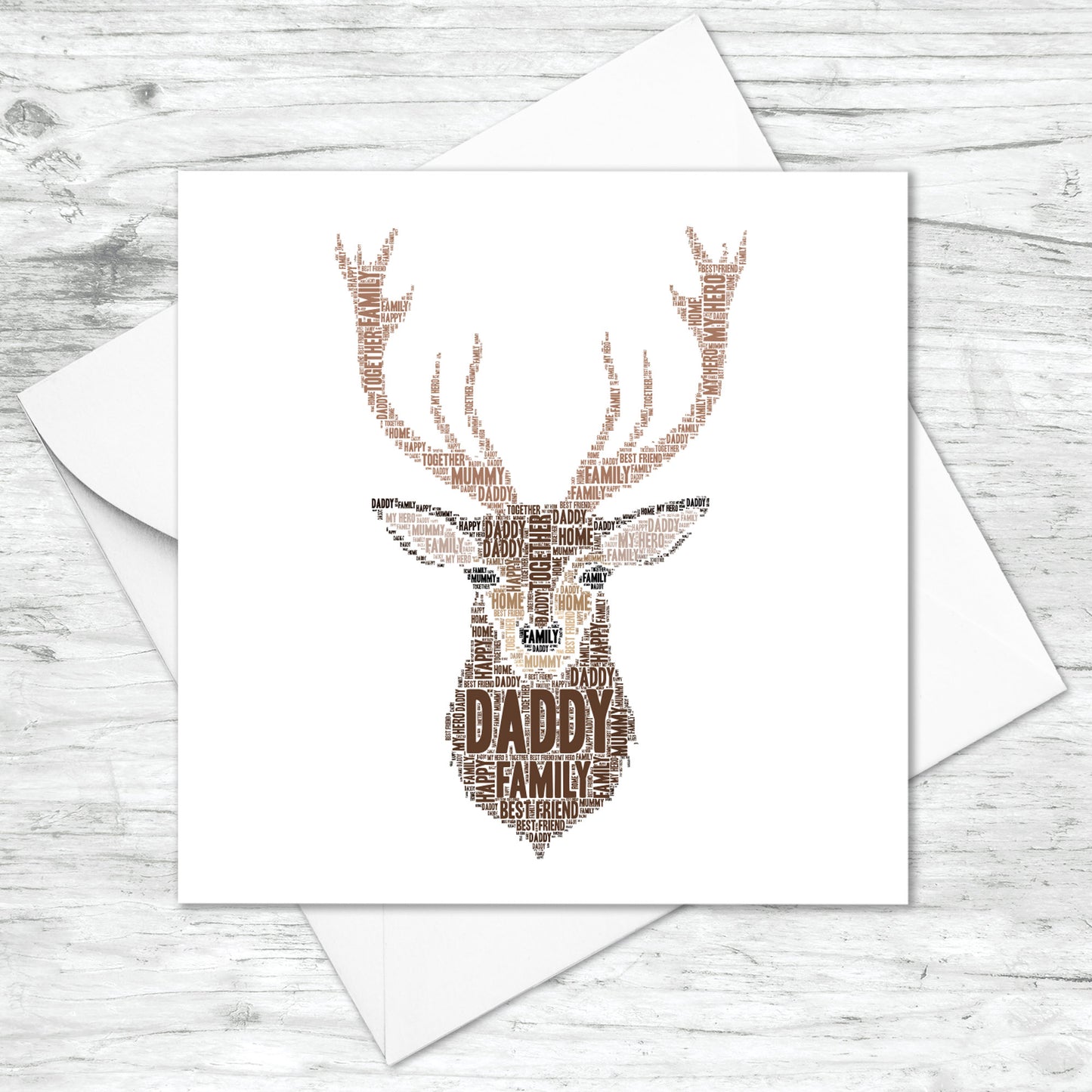Personalised Stag Head Word Art Card