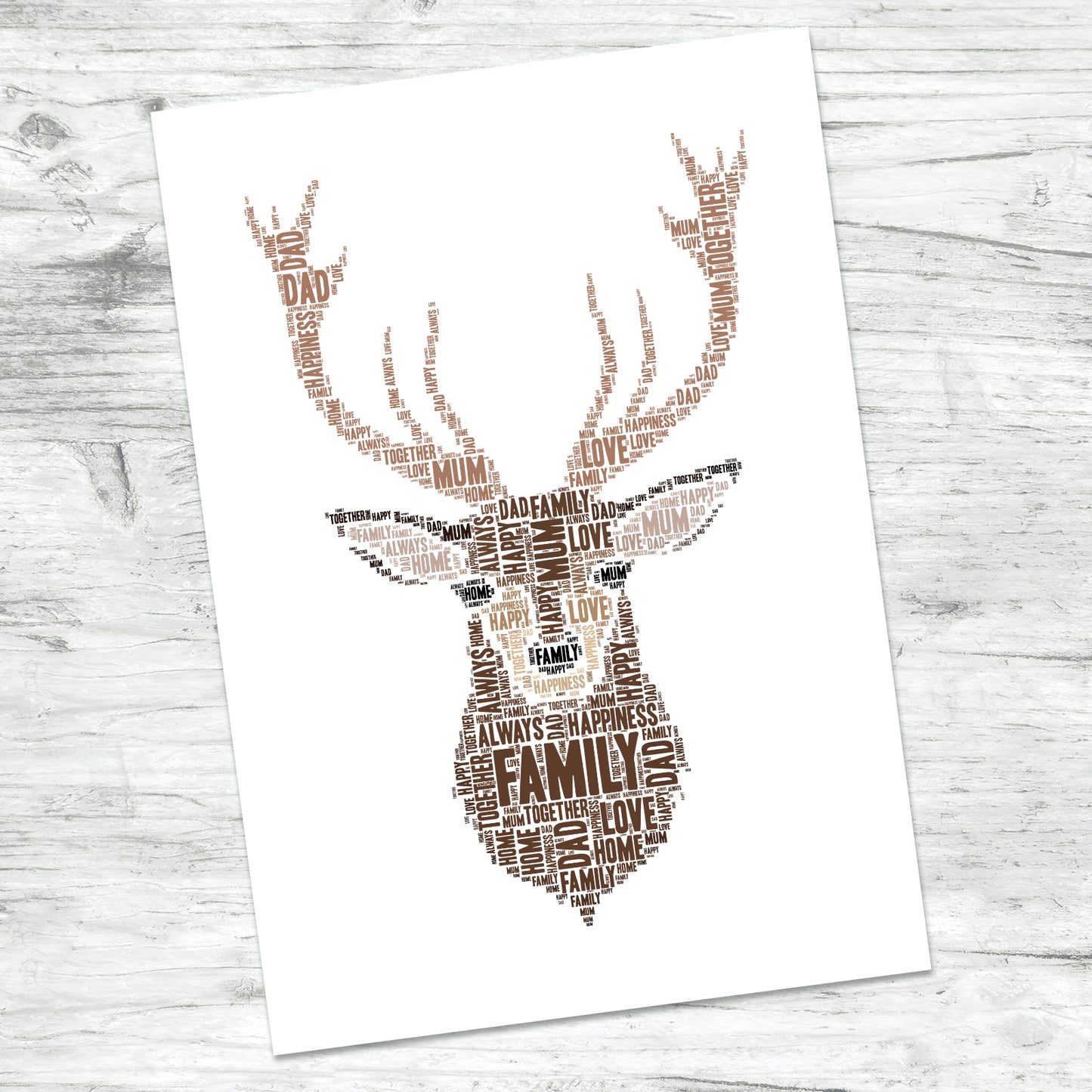 Personalised Stag Head Word Art Print