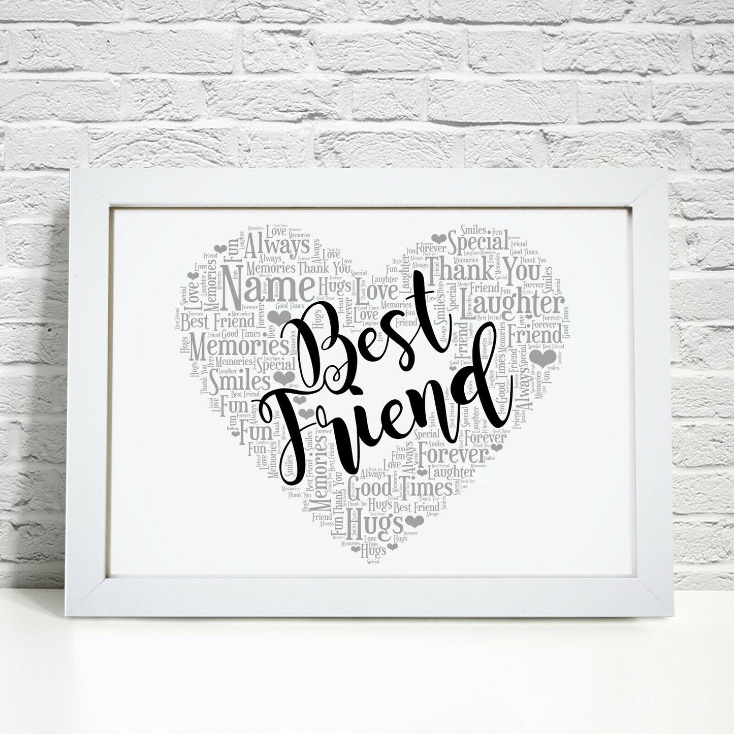 Personalised Bestie Friend Heart Word Art Print