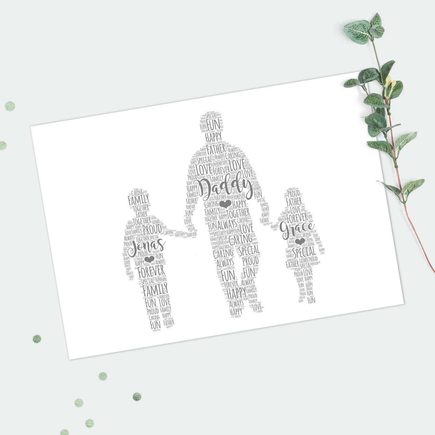 Personalised Father & Children Family Word Art Print