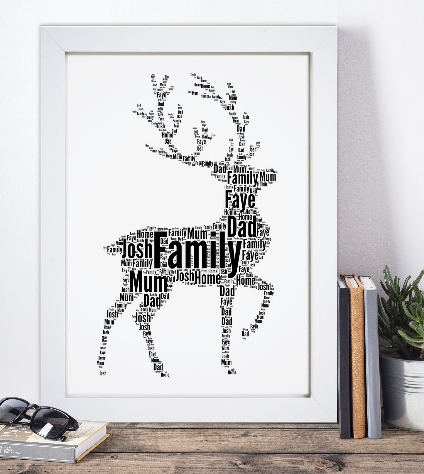 Personalised Stag Word Art Print