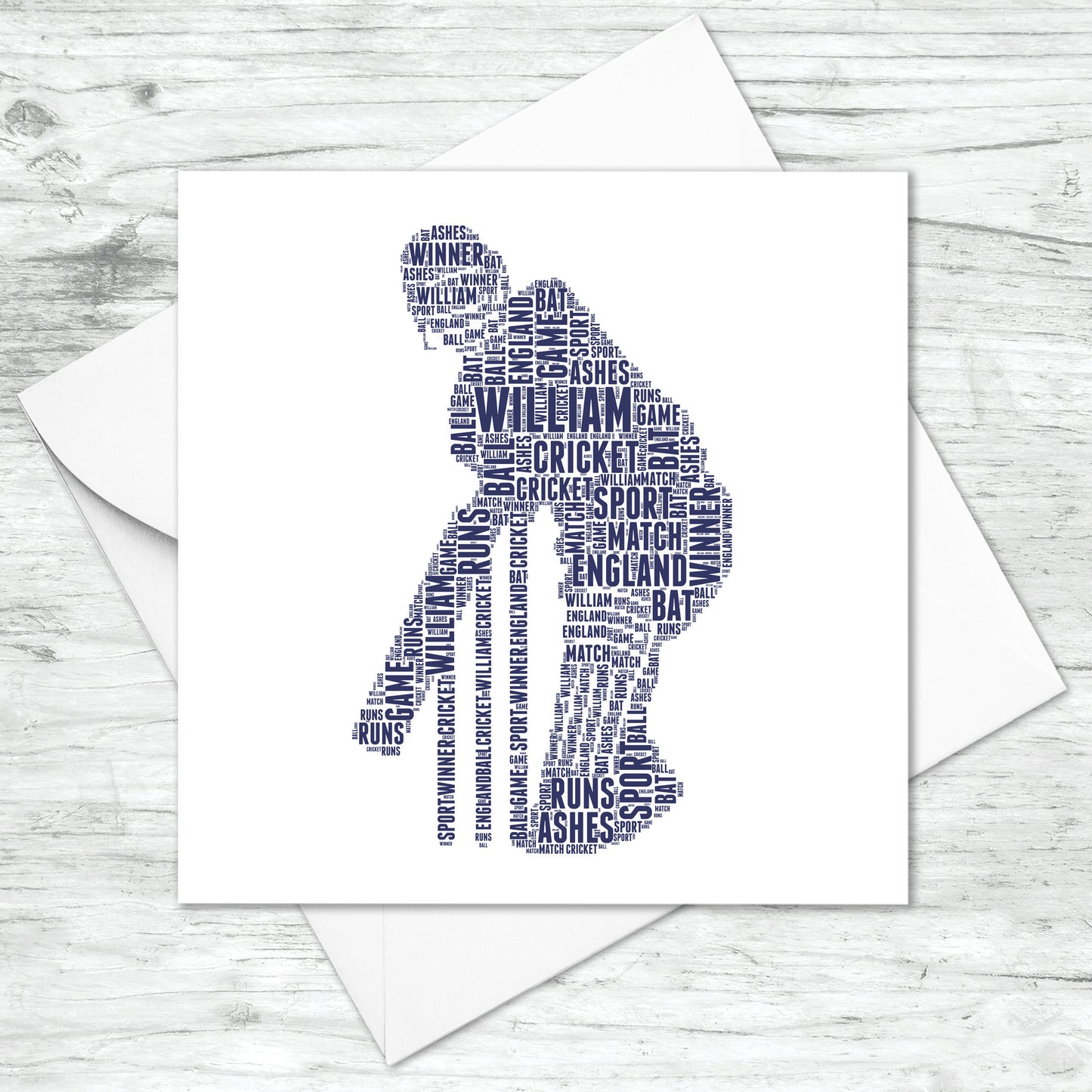 Personalised Cricket Player Word Art Card