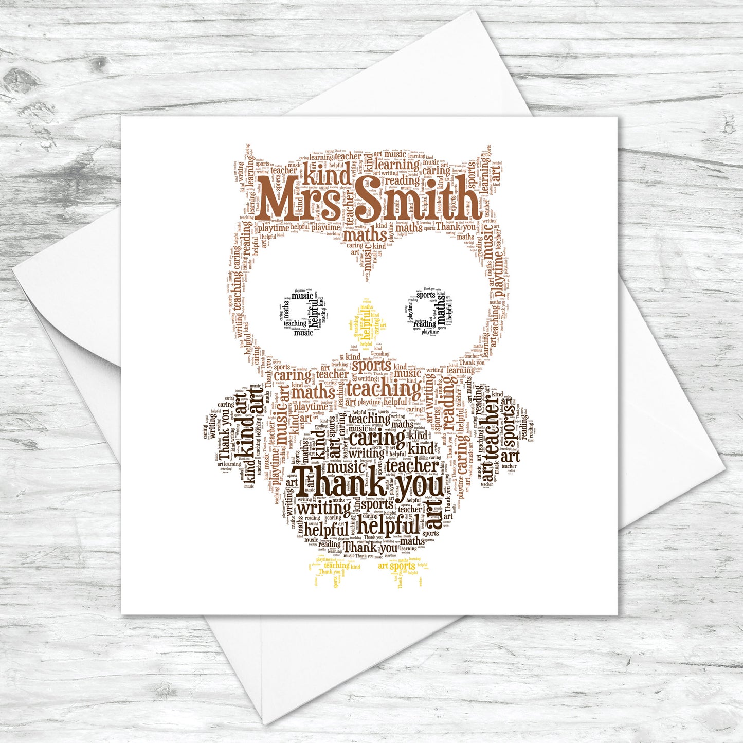 Personalised Owl Word Art Card