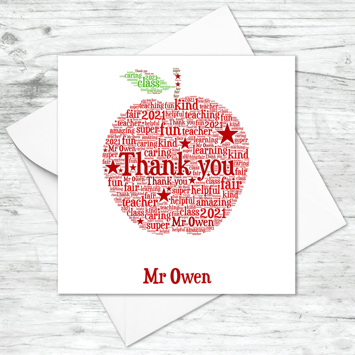 Personalised Apple Word Art Card