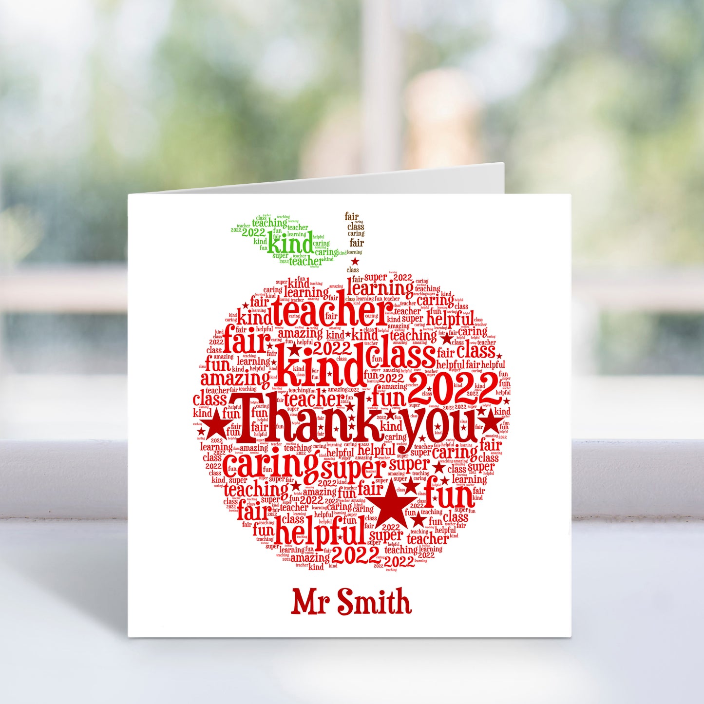 Personalised Apple Word Art Card