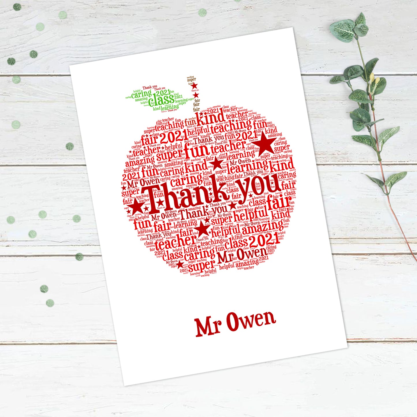 Personalised Apple Word Art Print