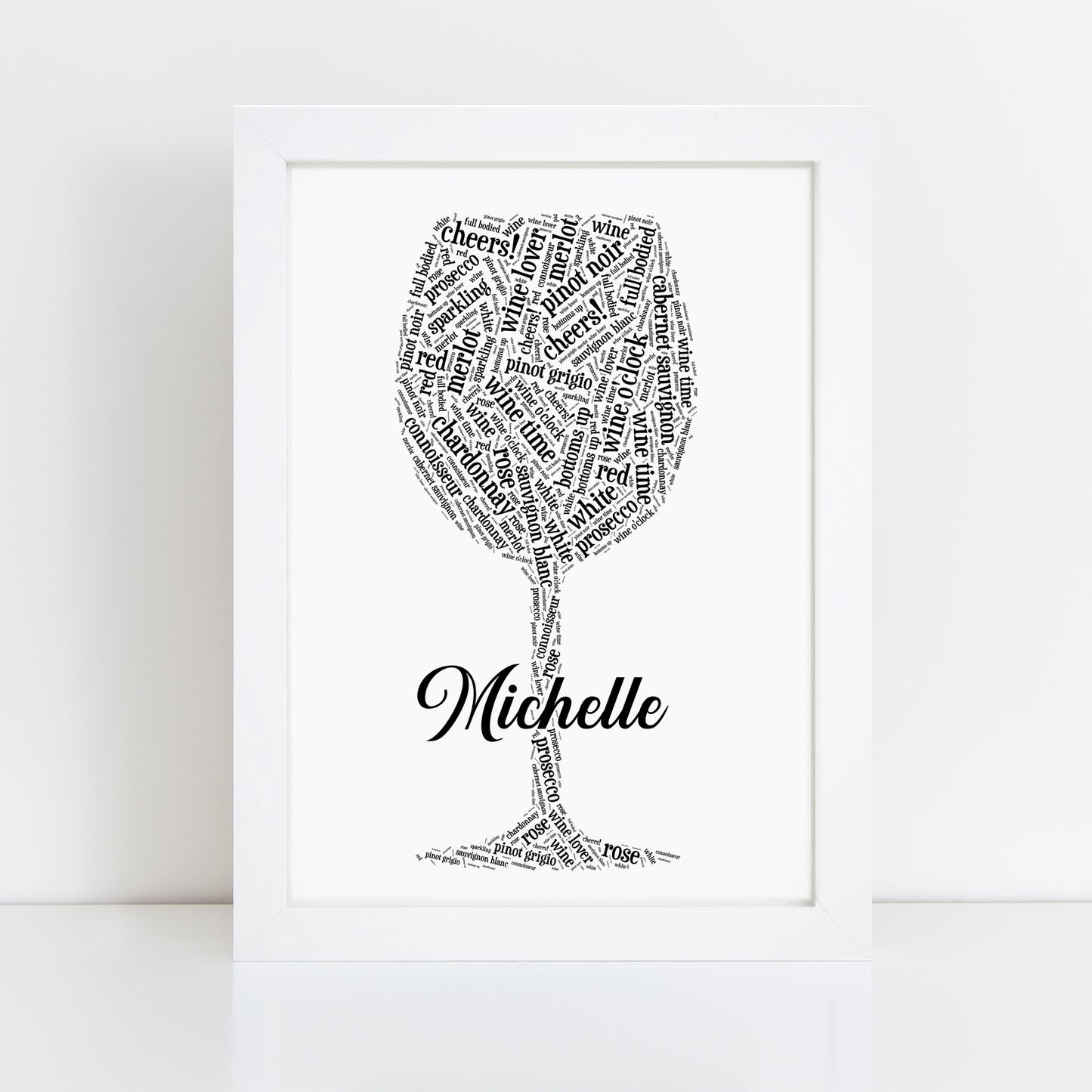 Personalised Wine Glass Word Art Print