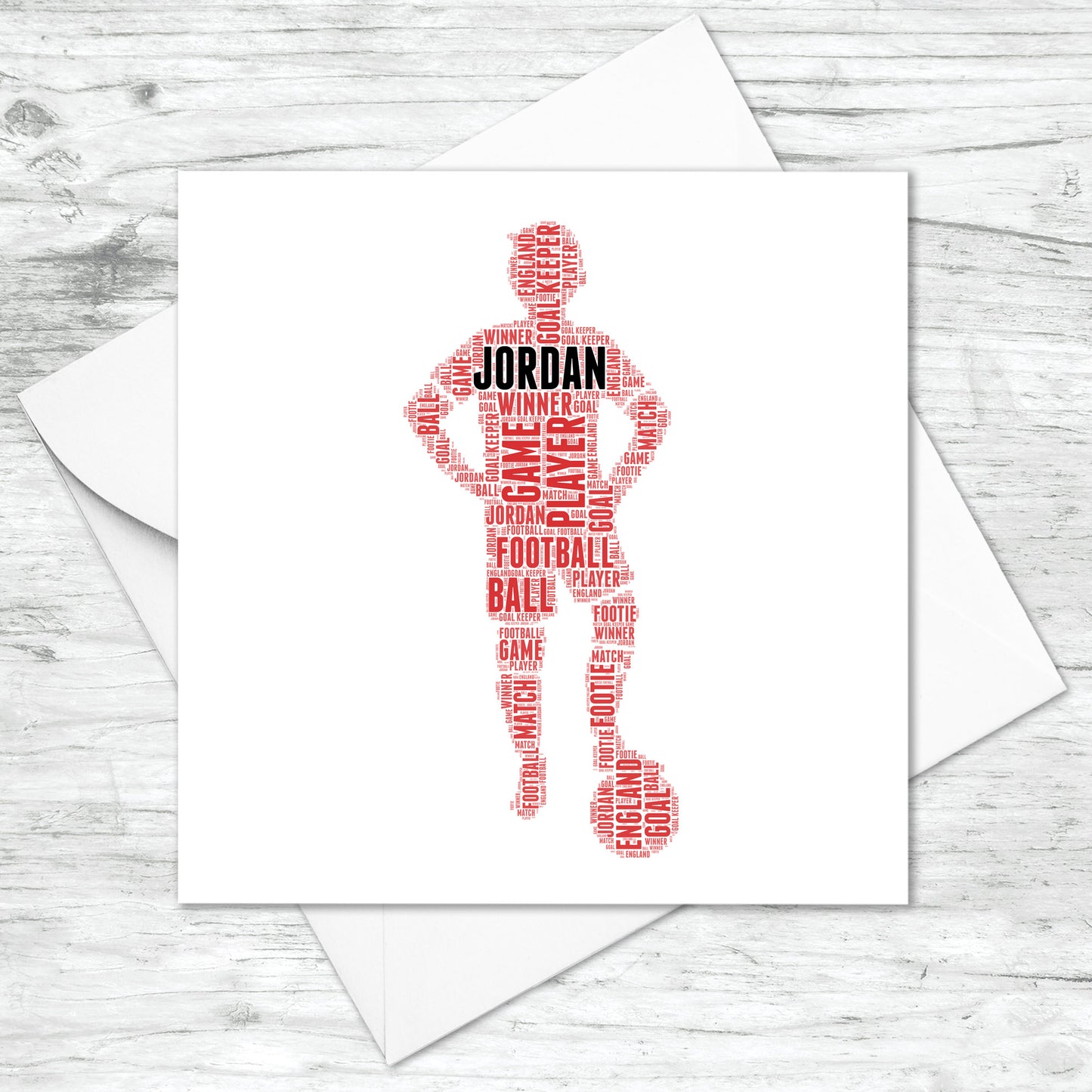 Personalised Football Player Word Art Card