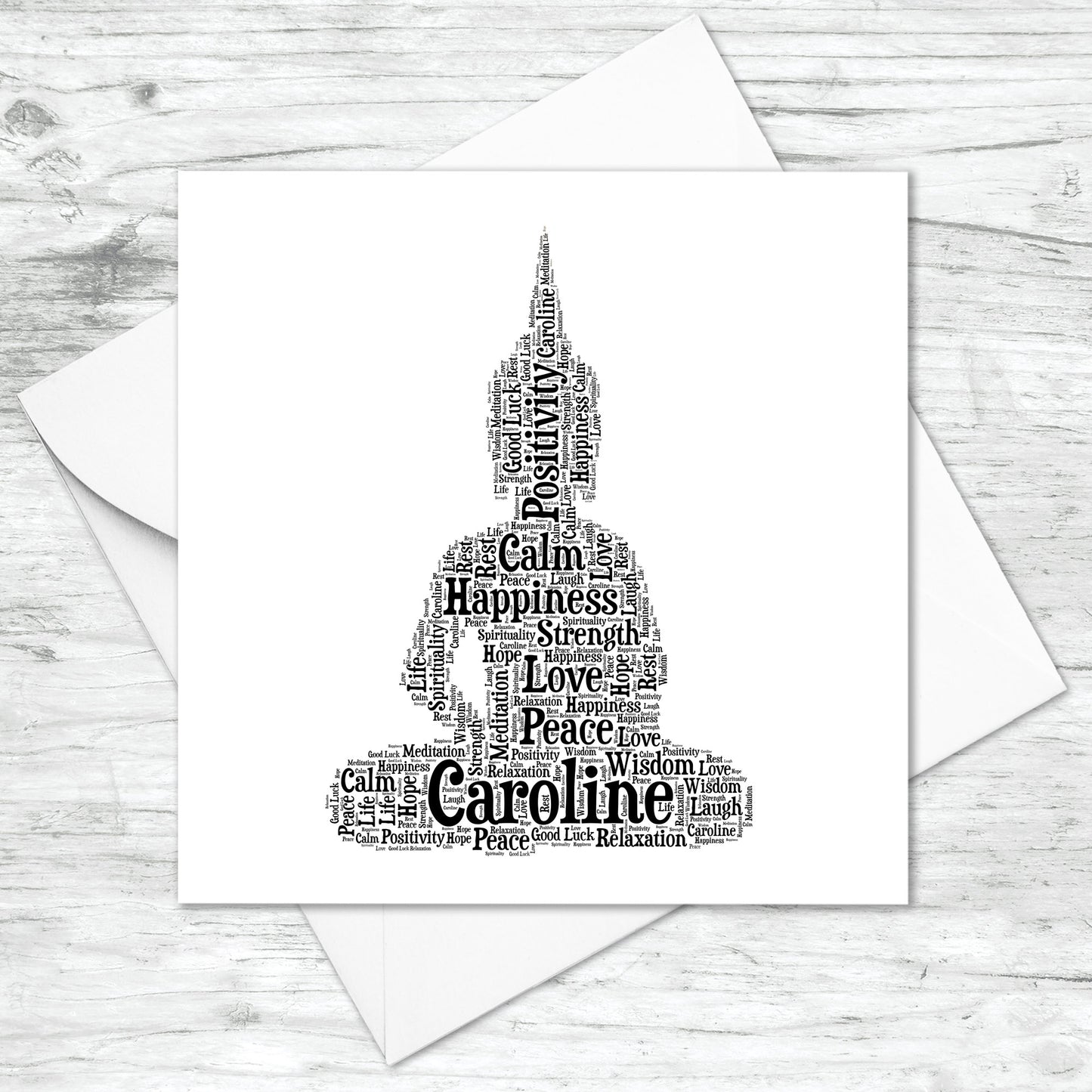 Personalised Sitting Buddha Word Art Card