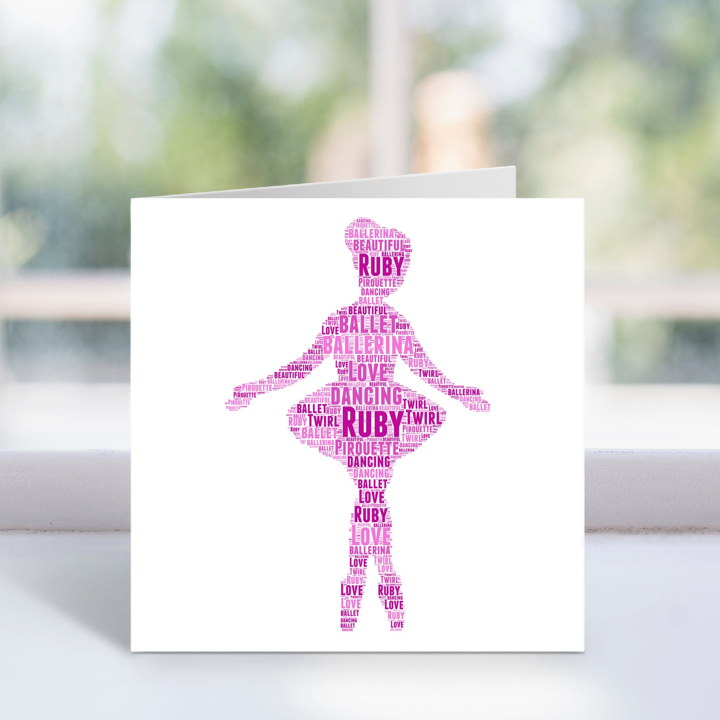 Personalised Ballerina Word Art Card