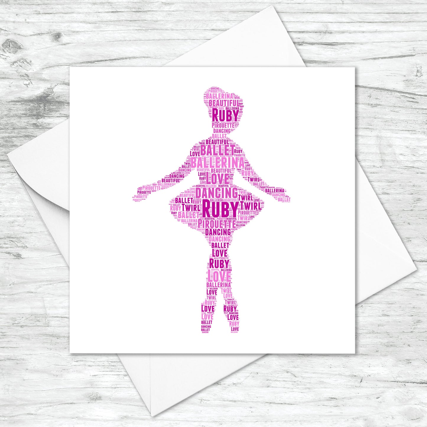 Personalised Ballerina Word Art Card