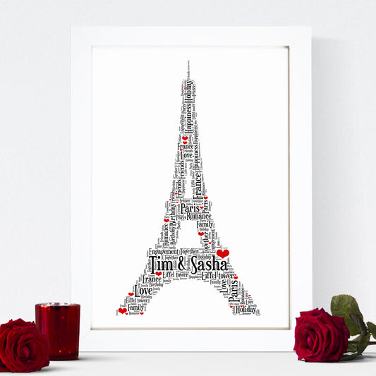 Personalised Eiffel Tower Word Art Print