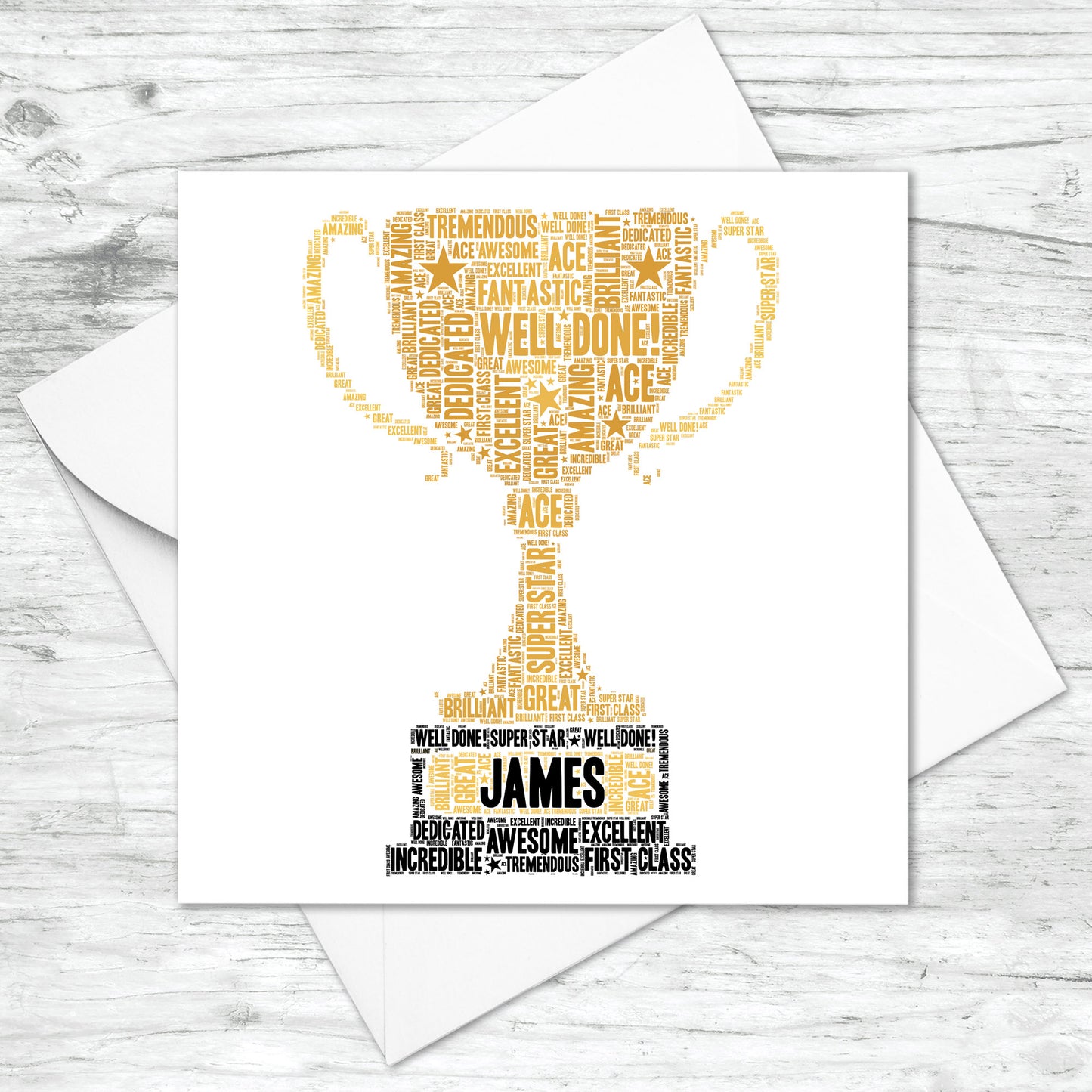 Personalised Trophy Word Art Card