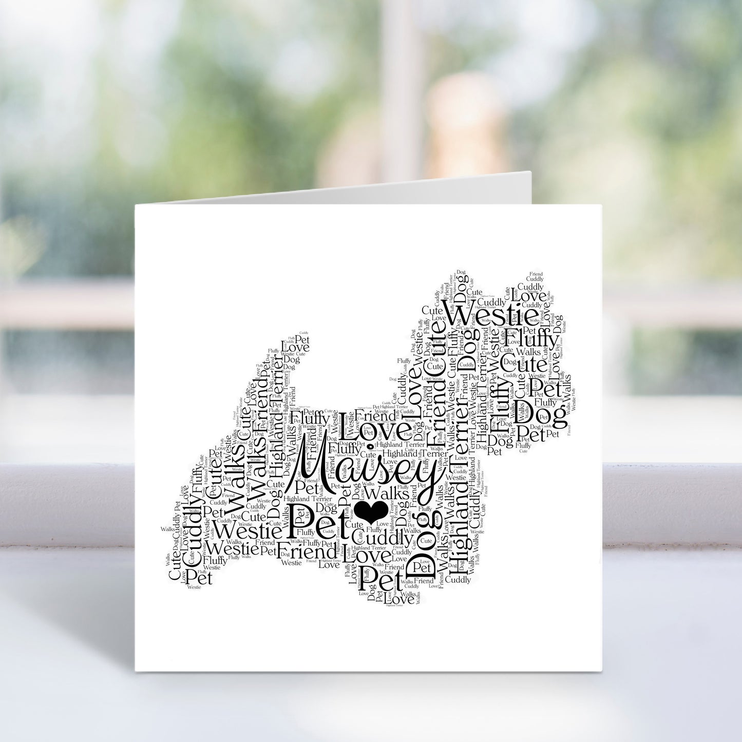 Personalised West Highland Terrier Word Art Card