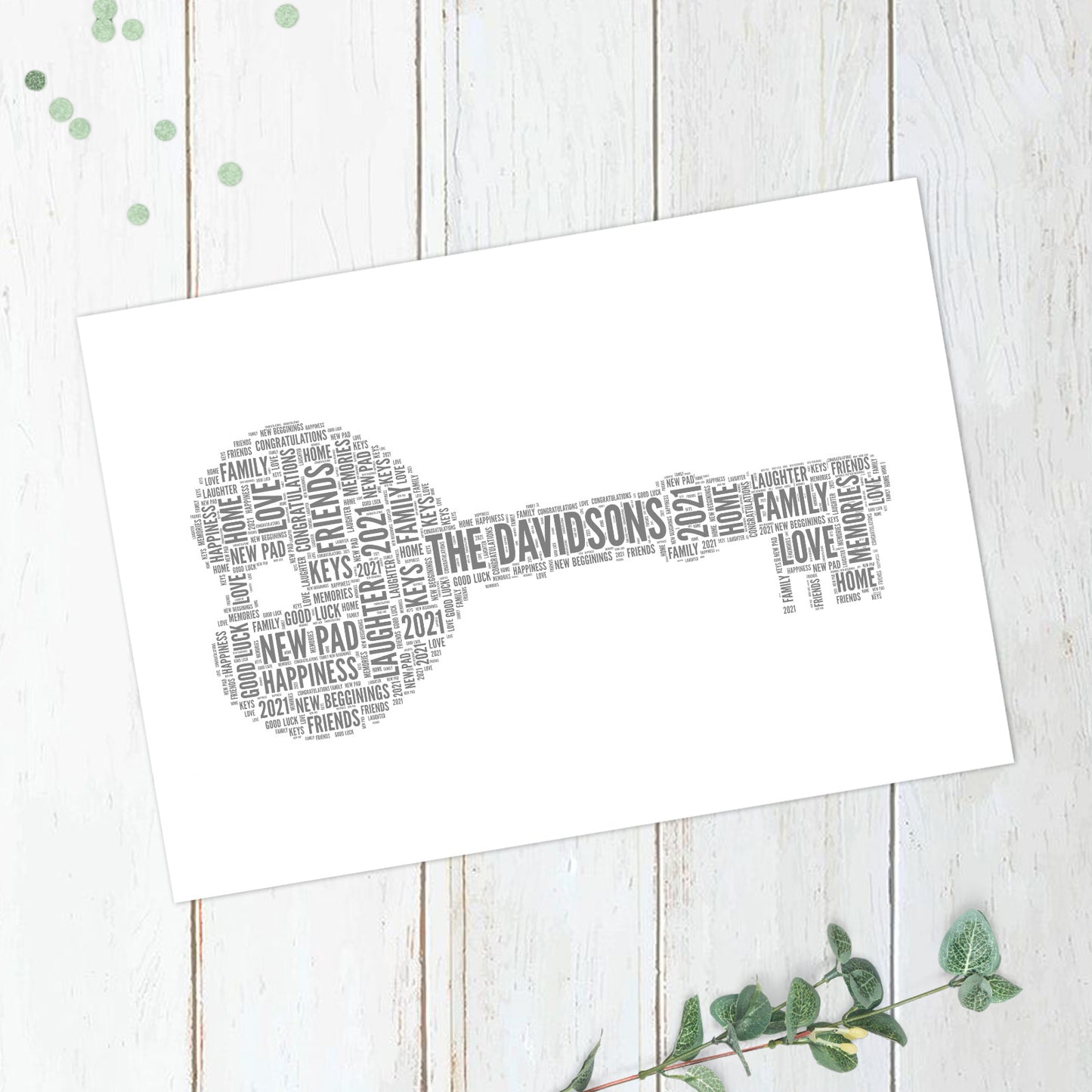 Personalised Heart Key Word Art Print