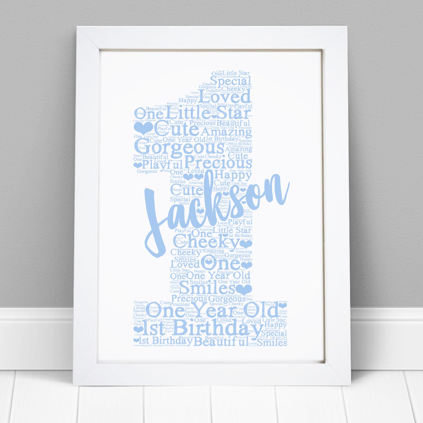 Personalised 1st Birthday Word Art Print