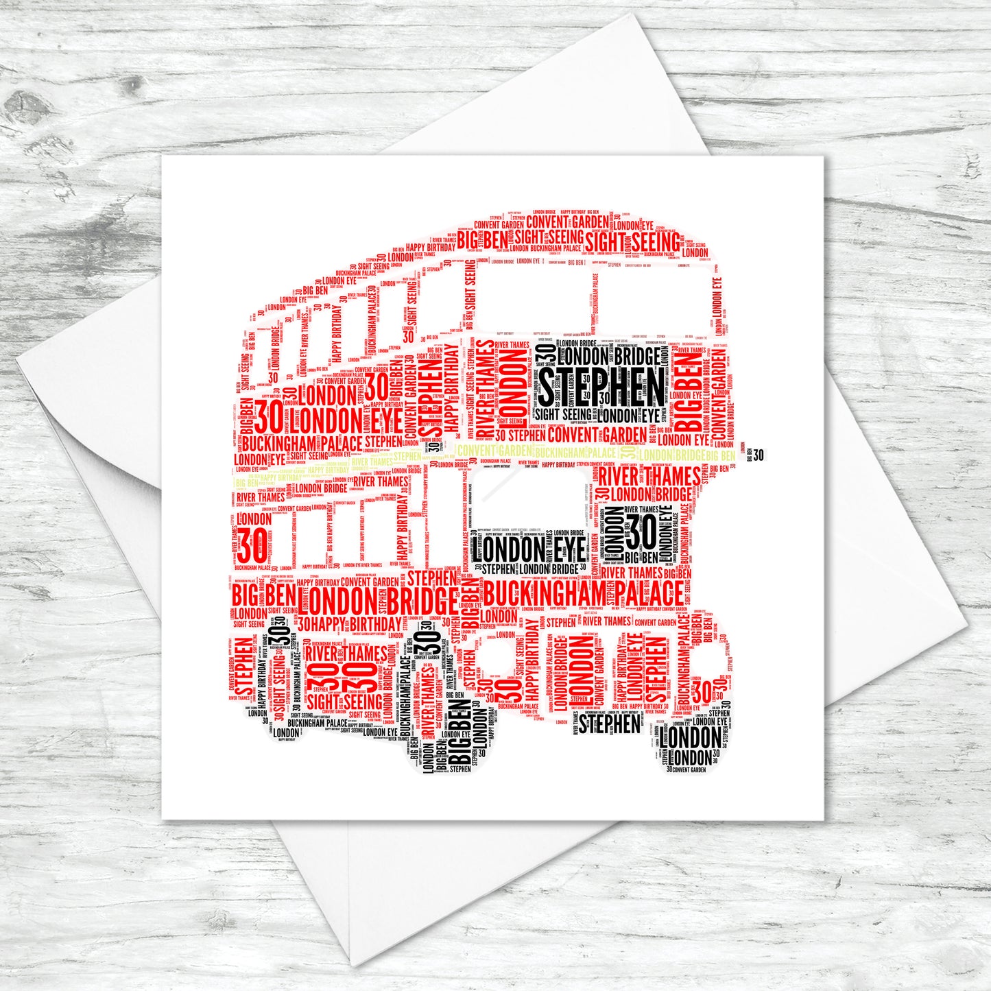 Personalised London Bus Word Art Card