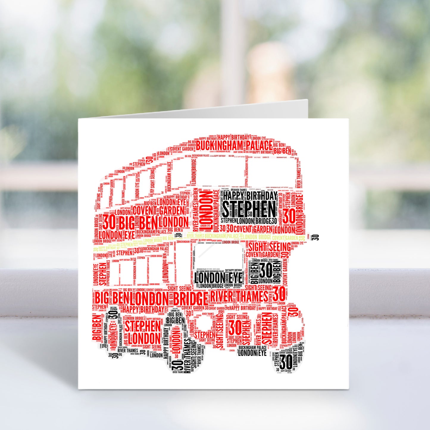Personalised London Bus Word Art Card
