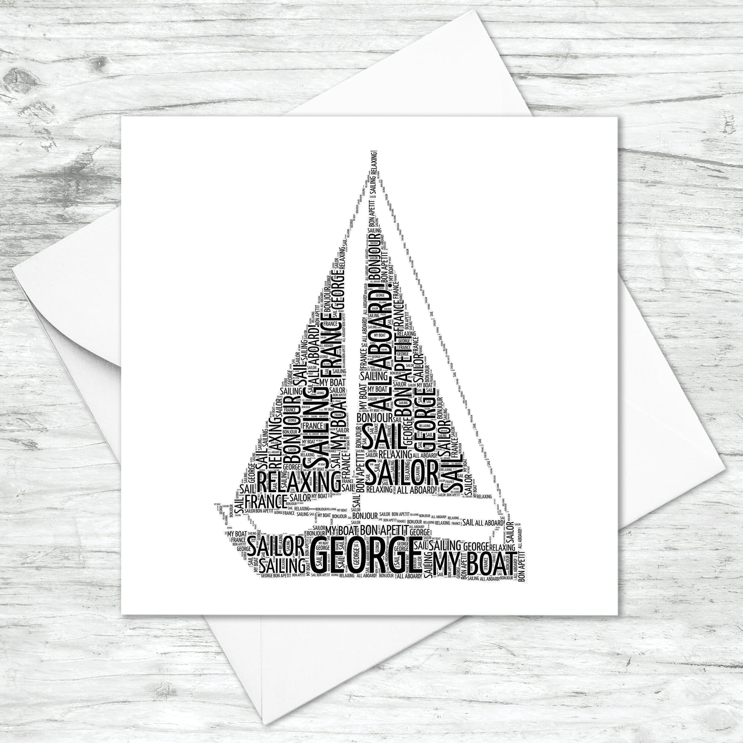 Personalised Sail Boat Word Art Card