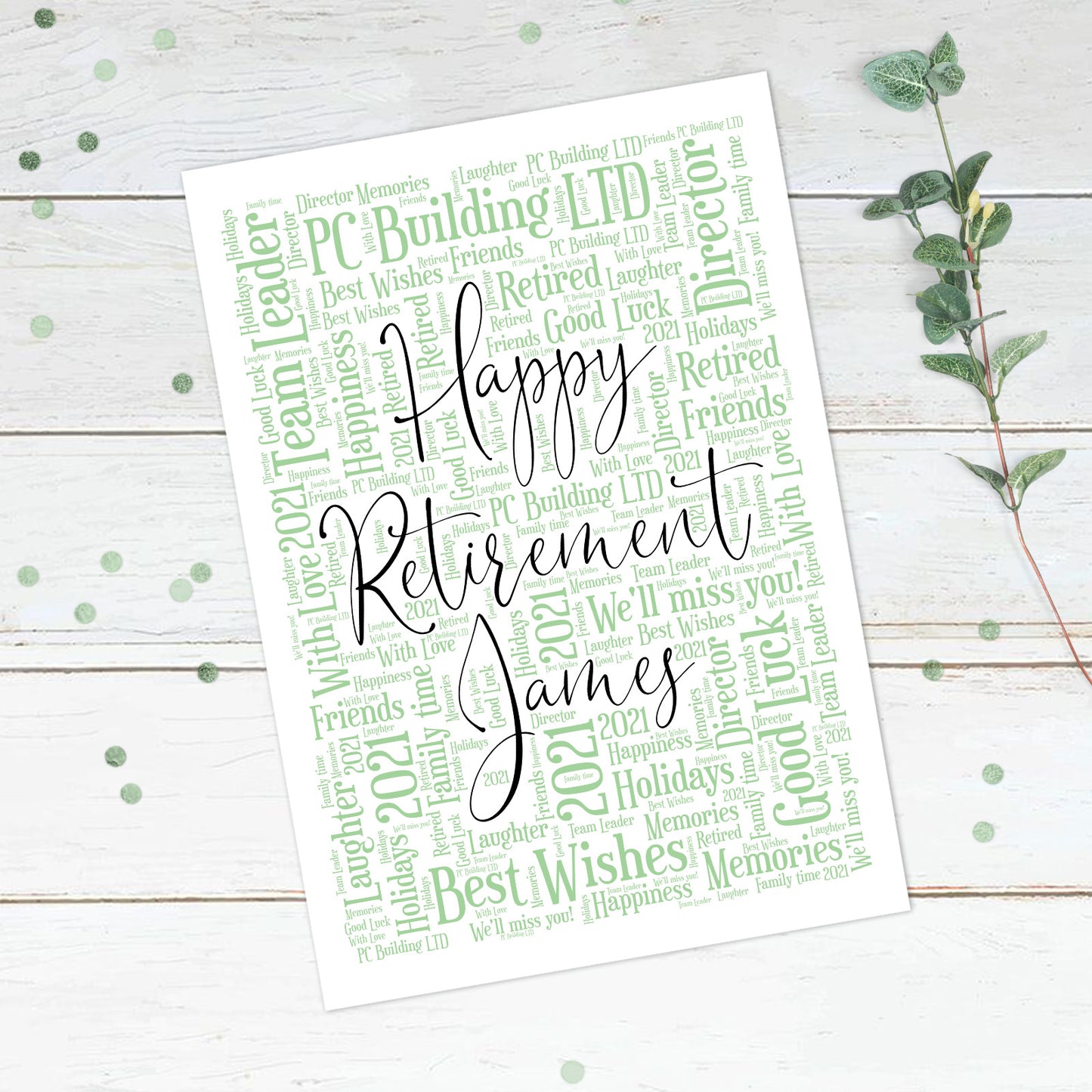 Personalised Retirement Word Art Print