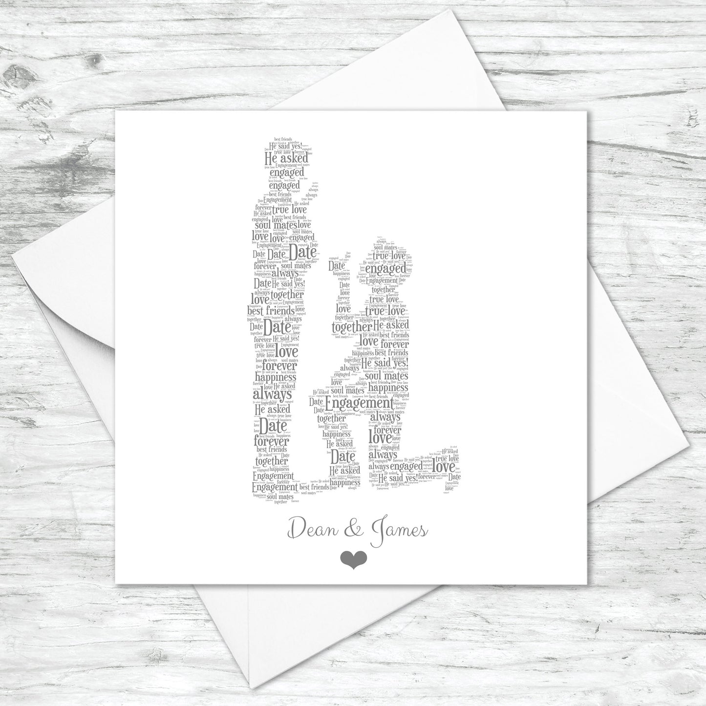 Personalised Same Gender Male Couple Word Art Card