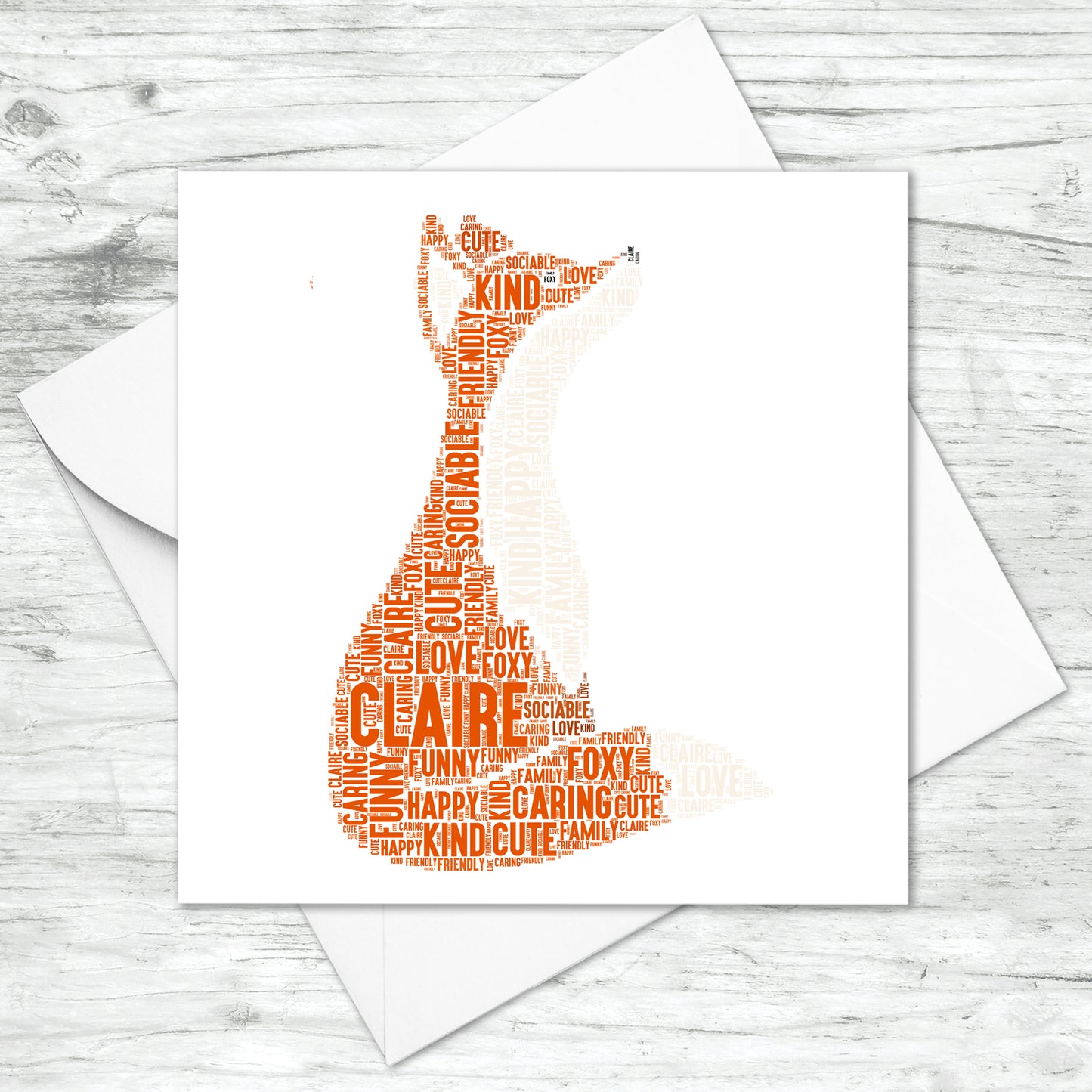 Personalised Fox Word Art Card
