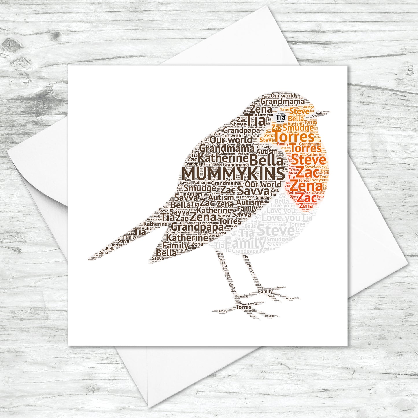 Personalised Robin Word Art Card