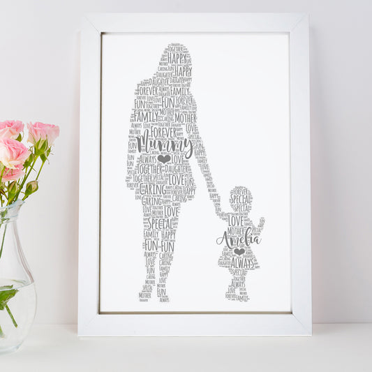 Personalised Mother Child Word Art Print
