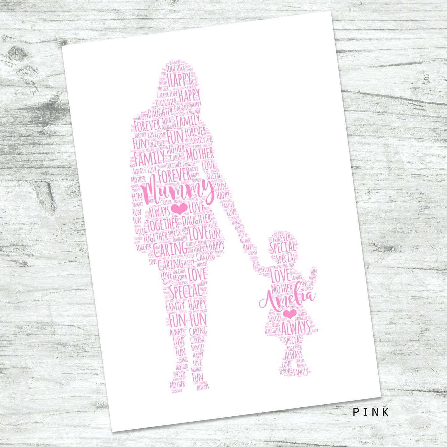 Personalised Mother Child Word Art Print