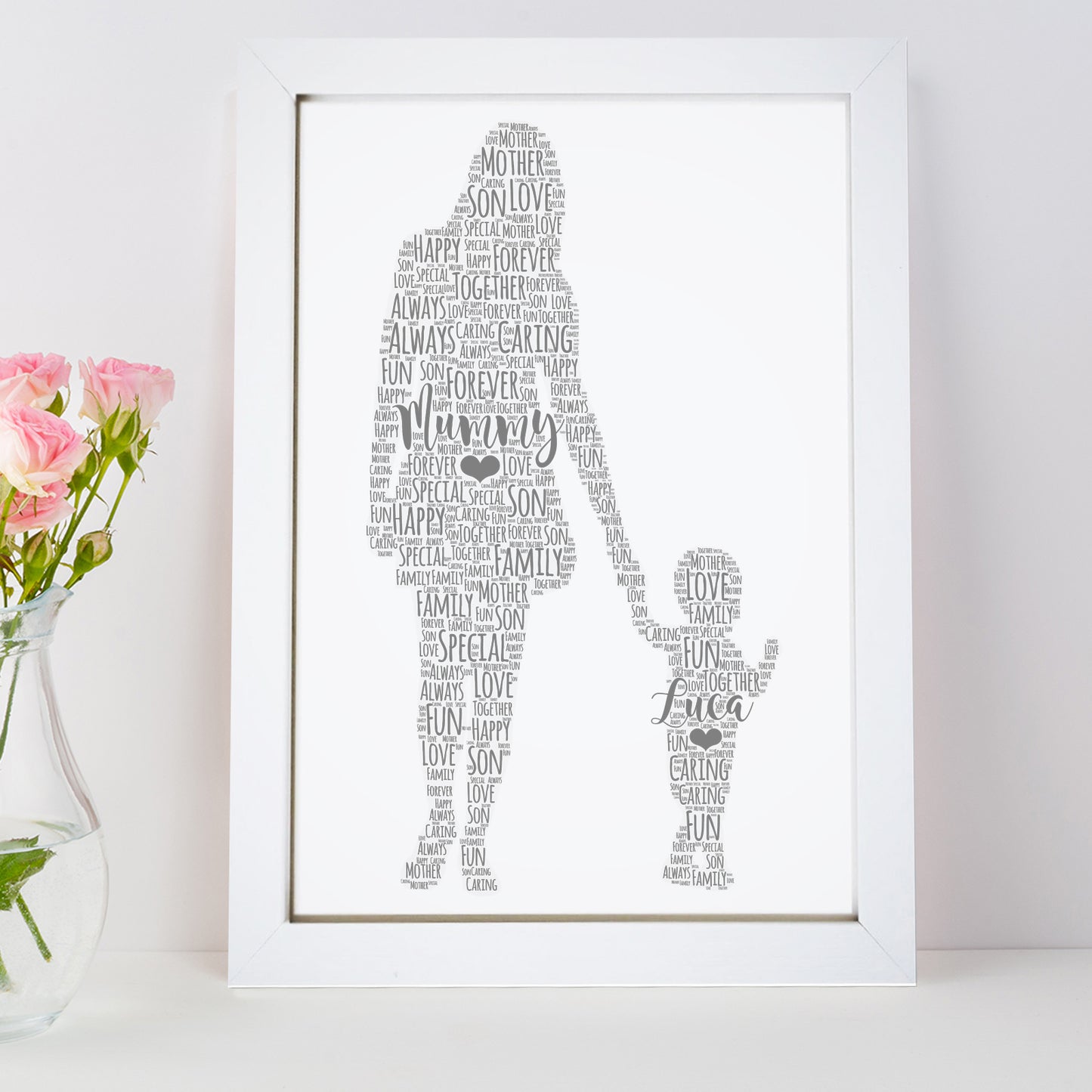 Personalised Mother Child Word Art Print