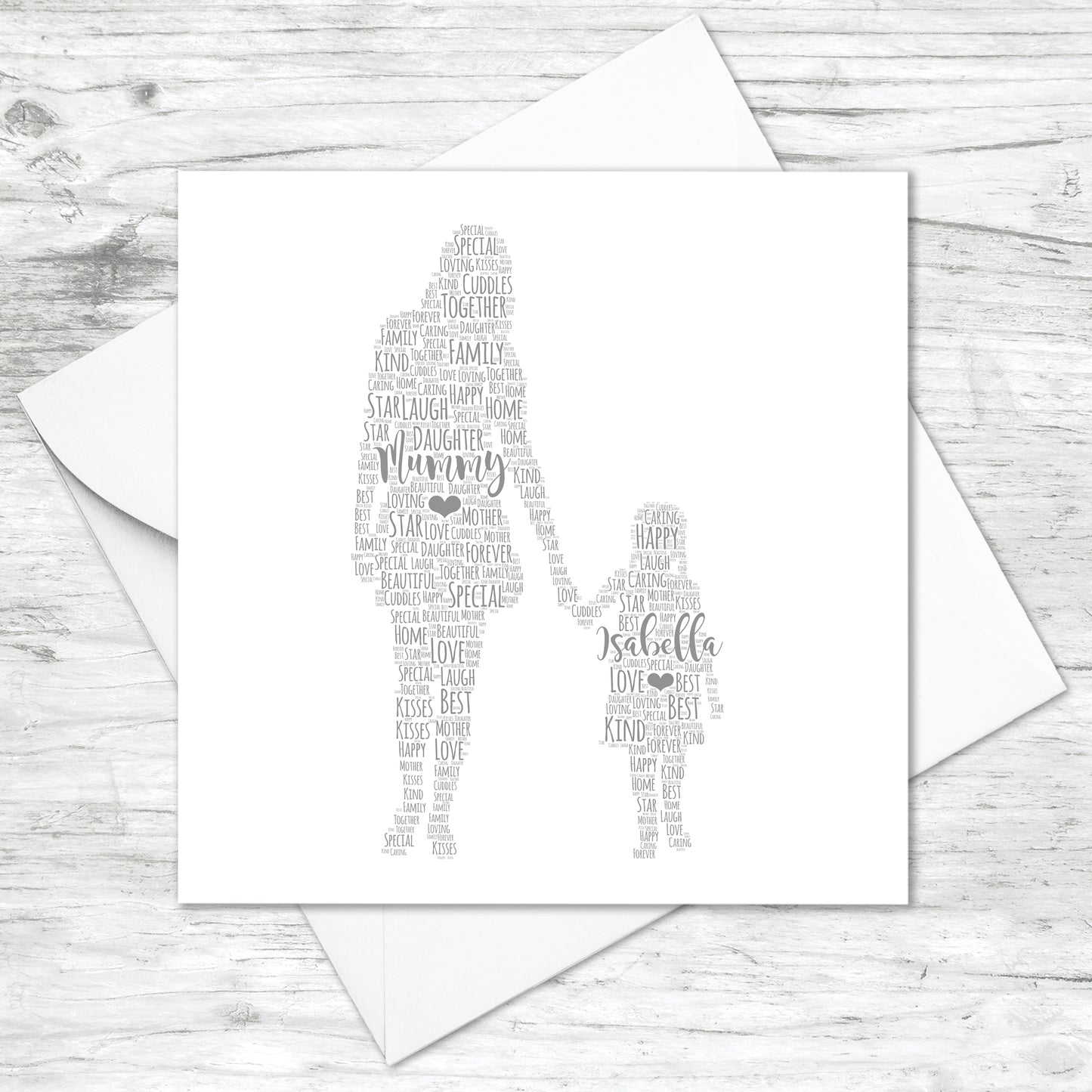 Personalised Mother Daughter Word Art Card