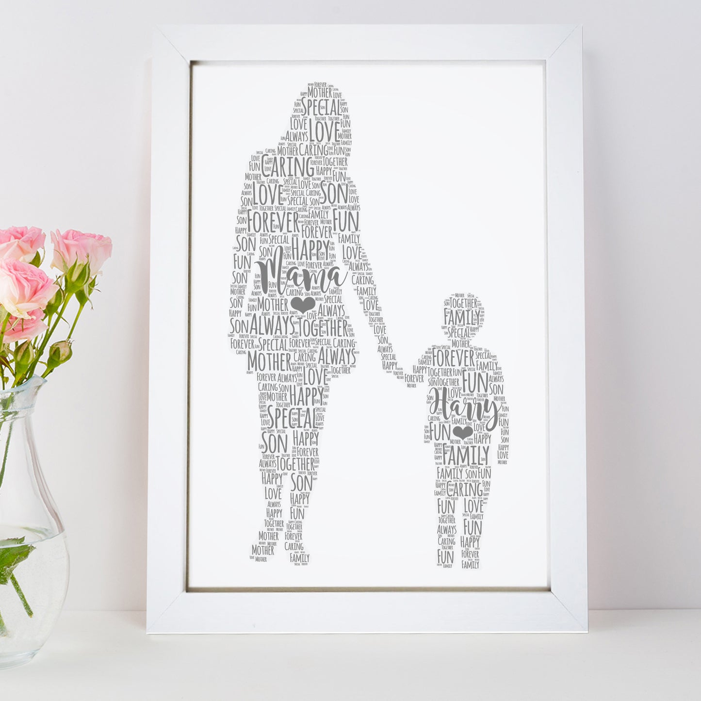 Personalised Mother Child Word Art Print