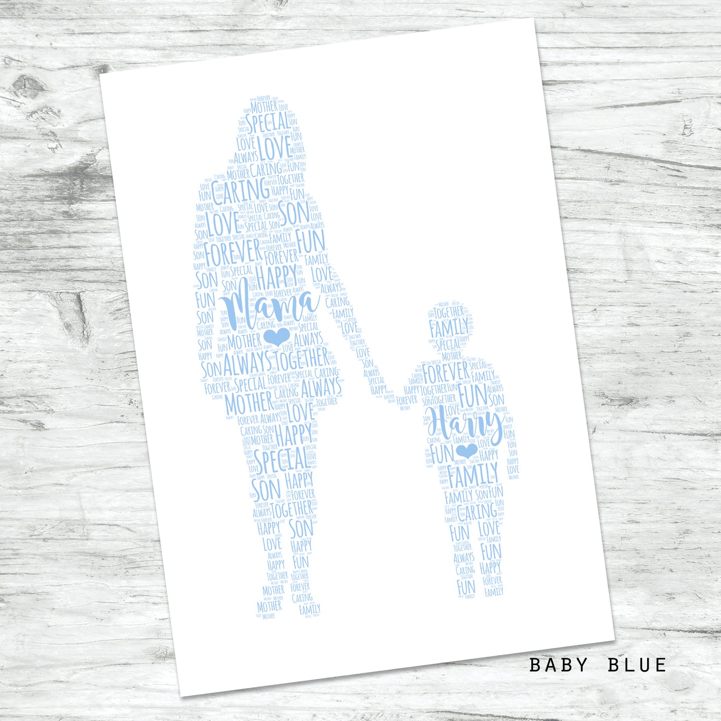 Personalised Mother Child Word Art Print