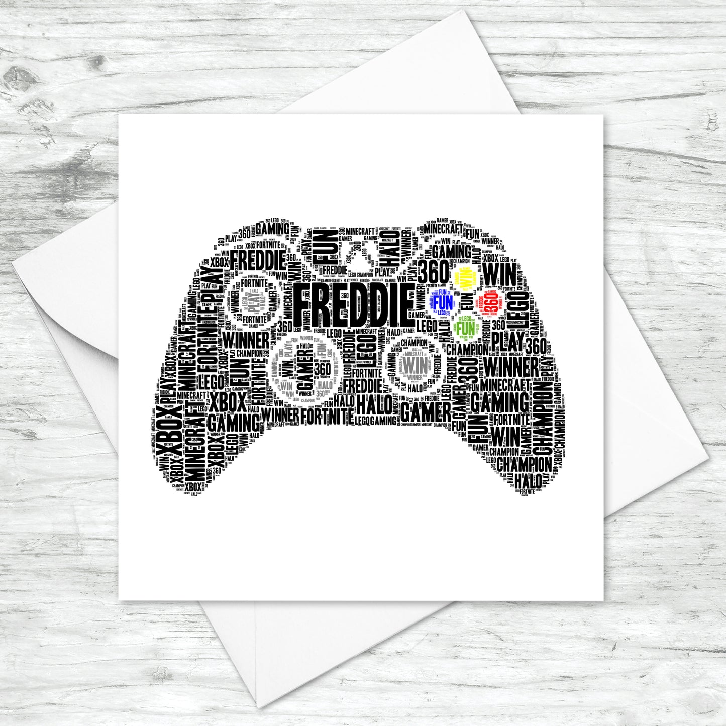 Personalised Xbox Controller Gaming Word Art Card