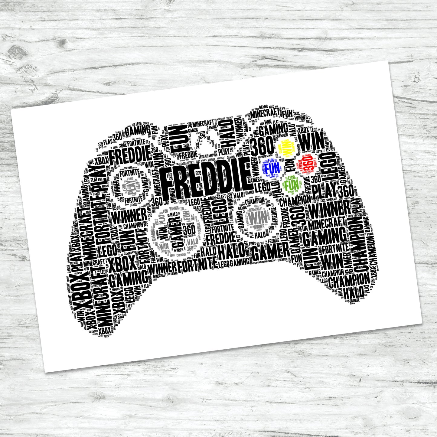 Personalised Xbox Controller Gaming Word Art Print
