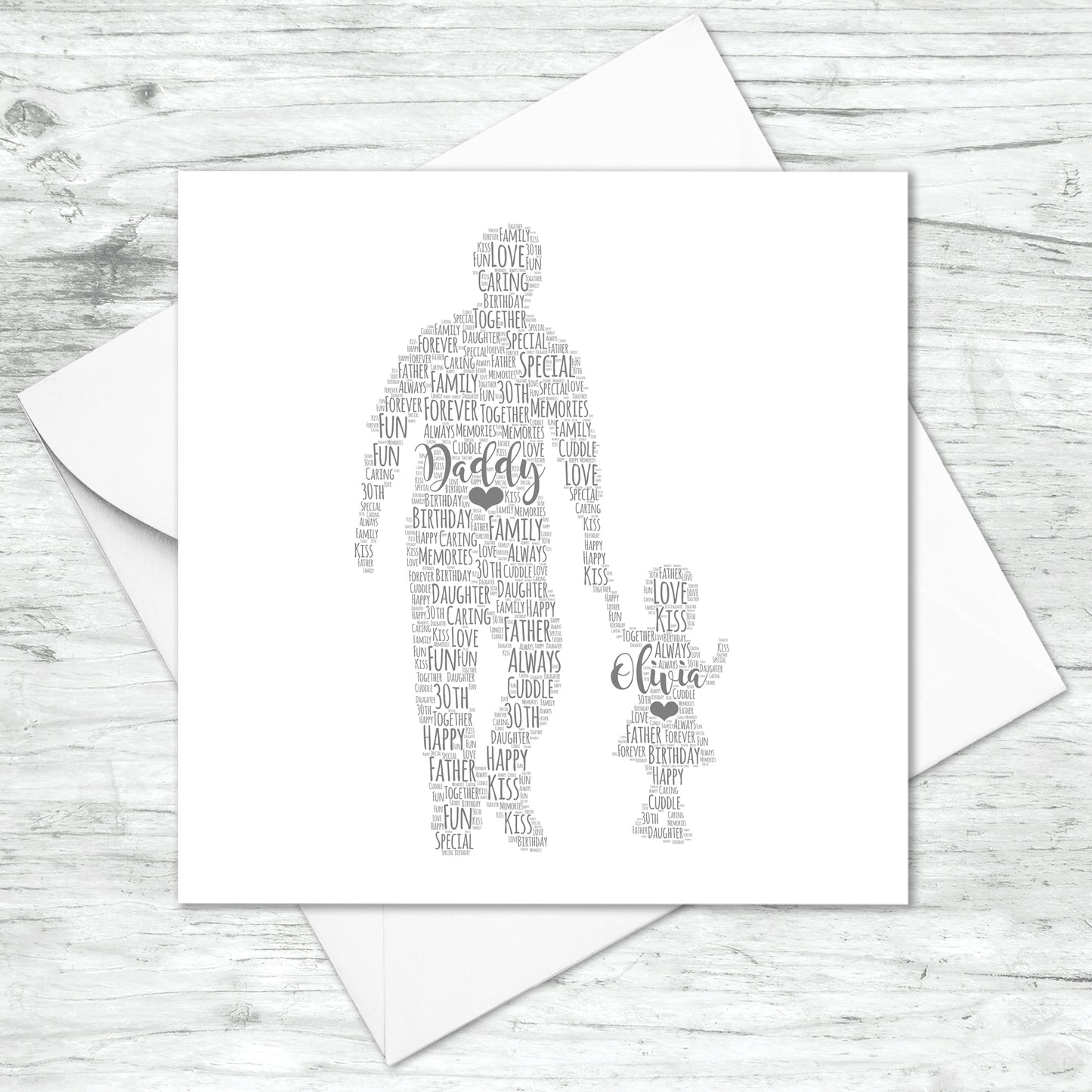 Personalised Father Toddler Daughter Word Art Card