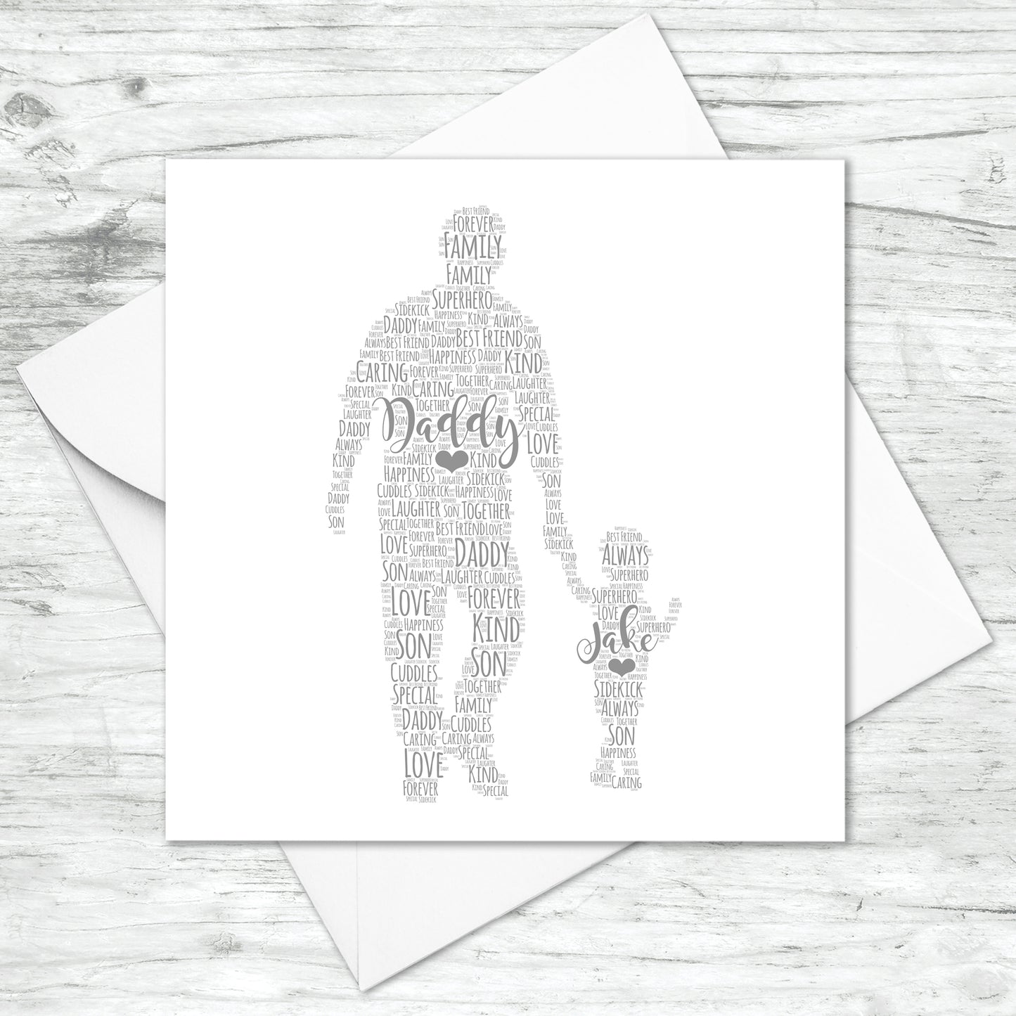 Personalised Father Toddler Son Word Art Card